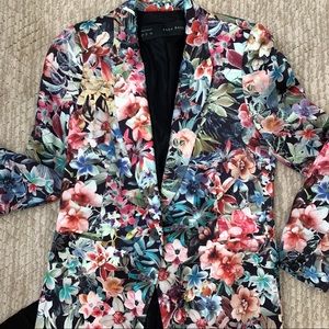 Zara Basic Tropical Floral Blazer